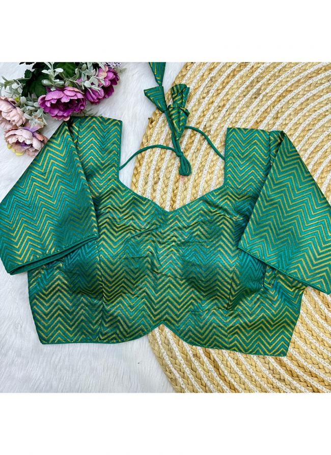 Banarasi Silk Green Traditional Wear Jacquard Blouse